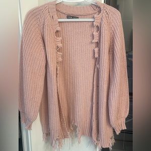 blush distressed cardigan